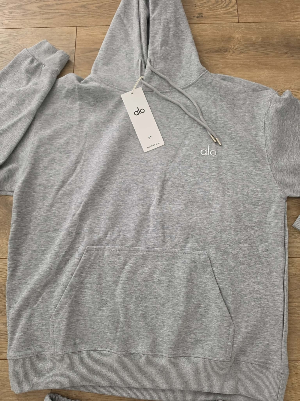 ALO Yoga Light Gray Hoodie & Jogger Set - Picture 5 of 6